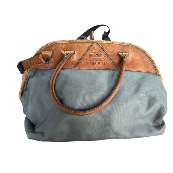 Jordache Vintage Leather and Nylon Canvas Satchel - Picture 1 of 13